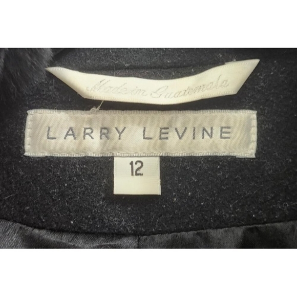 Larry Levine Wool coat size 12 Black with Fur Trim Collar - Picture 10 of 15